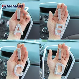 AN.MART Thời Trang Lấp Lánh Kim Cương Giả Bảng Chữ Cái Móc Khóa Chữ Dễ Thương Quyến Rũ Vòng Chìa Khóa Tinh Tế Bapa Phụ Kiện Trang Trí Quà Tặng VN