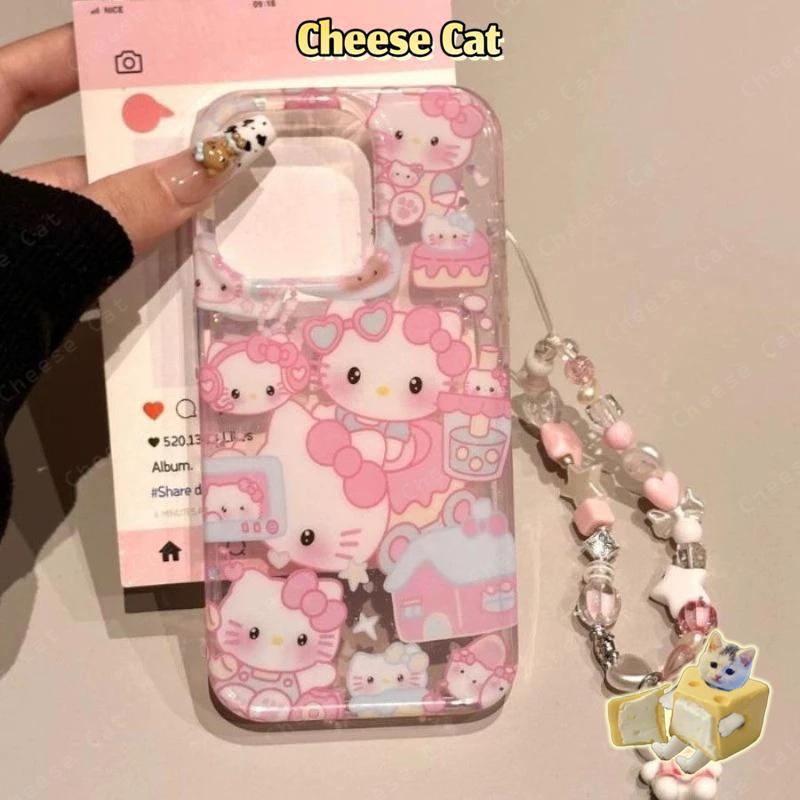 Dây Buộc Hồng Kính Mát Kitty Ốp Lưng Điện Thoại iPhone 14 11 12 13 15 16E 17 Pro Max XR Xs Max 7 Plus 8 Plus 6 SE