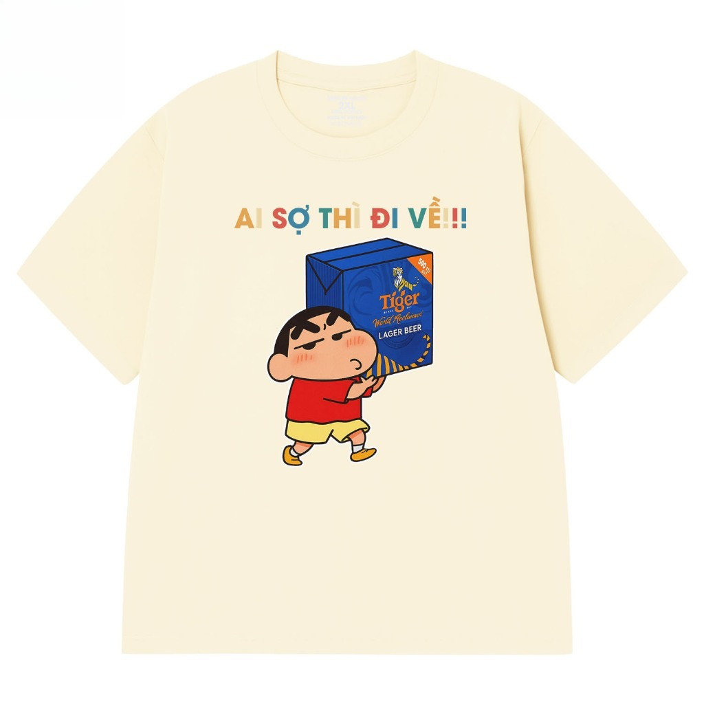 （Giao hàng 24h）Angela Áo Thun Ăn Nhậu Ai Sợ Khiêng Về Câu Nói Hài Hước Form Rộng Oversize cho Nam Nữ 100% Cotton 220gsm