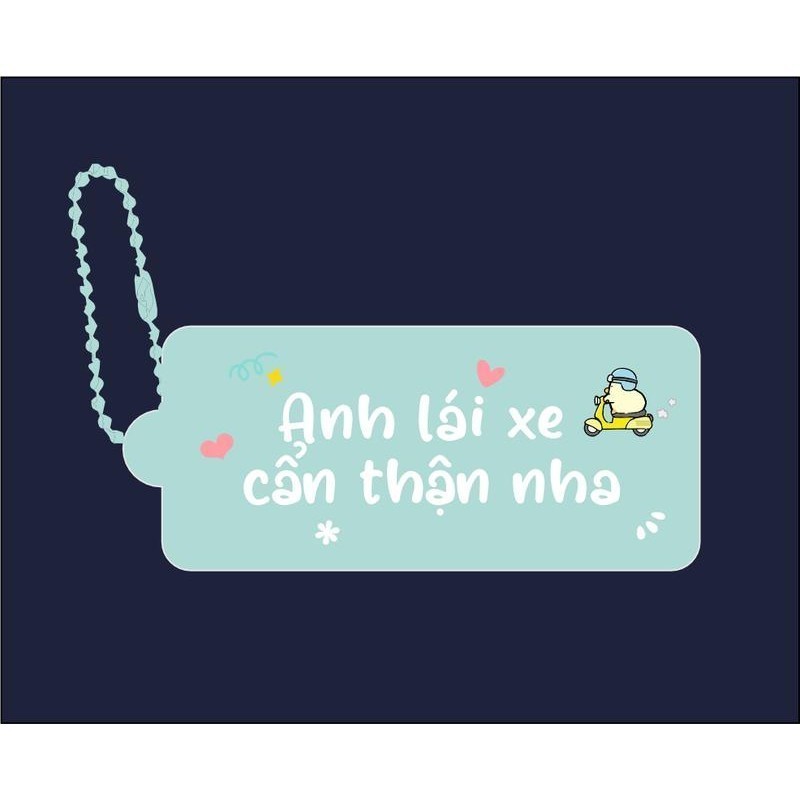 Móc khoá lời nhắn nền hồng  sieu cute - trí decor shop
