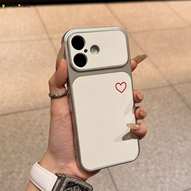 Dành Cho Xiaomi 17 Pro Max 15 15T 14 14T 13 13T 12 Ultra 12T 12S 12X Mi 11i 11X 11 Lite Pro Ốp Điện Thoại Cửa Sổ Nhìn Lớn Da PU Dễ Thương Dòng Đơn Giản Màu Đỏ Trái Tim Tình Yêu Vỏ