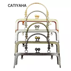CATIYAHA Ví Khóa Khung, 20CM Ví Kim Loại Khung Kiss Clasp, Vintage Ví Khung Tay Cầm Túi Phụ Kiện
