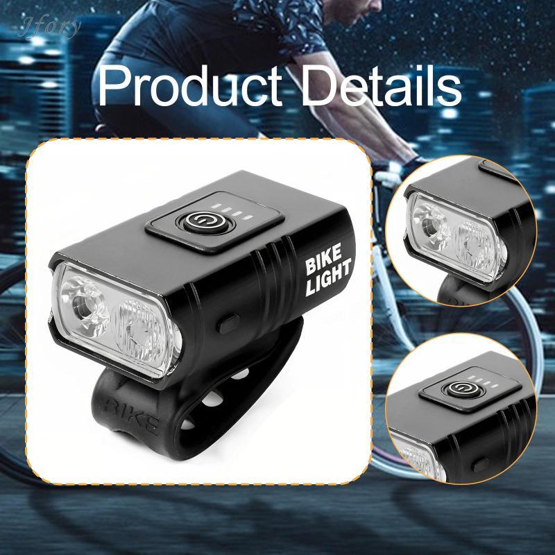 Bộ đèn LED xe đạp Jfory Hợp kim nhôm có thể sạc lại phía trước và phía sau Chống nước Dễ dàng gắn cho chuyến đi đường mòn ban đêm