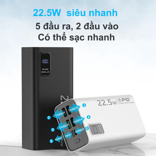 55K7 sạc dự phòng  Pro PD22.5w Sạc nhanh pin dự phòng màn hình led tích hợp tích hợp (10000mAh-50000mAh)