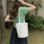 Túi đeo vai chấm bi FUHUIOT, Túi Tote vải Canvas thời trang Hàn Quốc nhẹ, Ví nách ngọt ngào thêu túi xách nữ công suất lớn