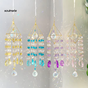 Linh hồn| Chuông gió Mặt dây chuyền trang trí ngoài trời trong nhà Chuông gió giả Suncatcher – Trang trí treo cửa sổ lăng kính cầu vồng cho sân vườn tại nhà Sử dụng trong nhà ngoài trời – dành cho Đông Nam