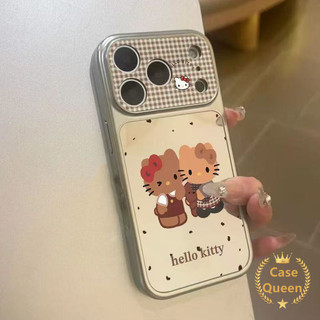 Ốp lưng tương thích cho iPhone 17 11 16 13 15 12 14 Pro Max 7 8 14 Plus XR X XS Max Phim hoạt hình Black Skin Kitty Cat Instant Mirror Case