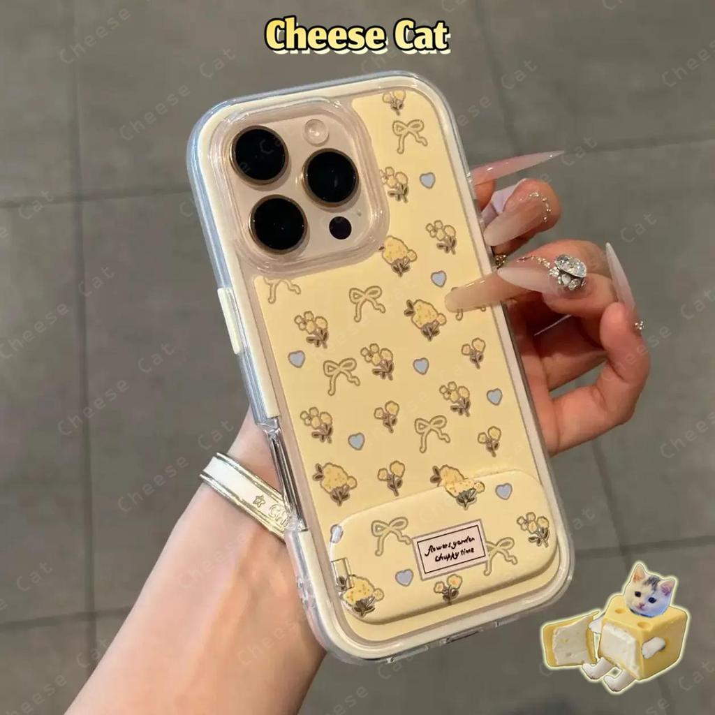 Ốp điện thoại đứng gương hoa màu vàng xanh cho iPhone 15 14 13 12 11 16 17 Pro Max Xs Max XR