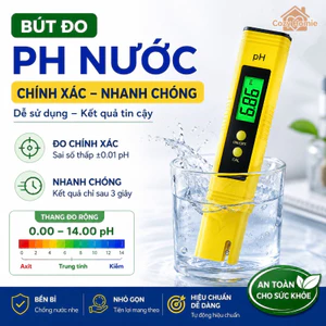 Bút đo pH Máy đo pH nước màn hình LED sáng đo chính xác bù nhiệt độ tự động dùng cho bể cá đầu dò