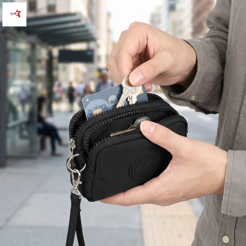 Túi đựng chìa khóa ví đựng tiền xu có khóa kéo chống thấm nước bằng Nylon dành cho quà tặng du lịch đi lại hàng ngày