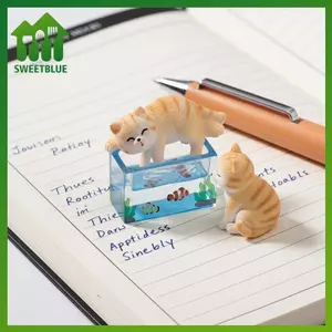 SWEET Mini Cat Fishbowl Figurines Micro Phong Cảnh Trang Trí Sáng Tạo Phụ Kiện Bàn Làm Việc Bộ 2 Món n