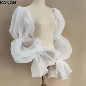 KANGN Găng Tay Cưới Dài Xù Puffy, Tay Áo Dự Tiệc Có Thể Tháo Rời, Phụ Kiện Thanh Lịch Cho Váy Cưới