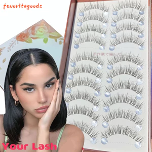 Lông mi FAVORITEGOODS, Lông mi giả thủ công tự nhiên, Chồn nóng Wispy Khối lượng dài Lông mi giả Trang điểm Nối mi