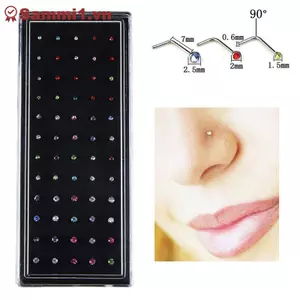 ZK 60 Cái / bộ Thép Không Gỉ CZ Pha Lê L Hình Mũi Vòng Body Piercing Stud VN