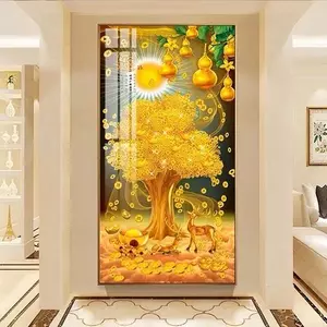 Tranh Cây Kim Tiền Tráng Gương Treo Phòng Khách – Tranh Phong Thủy May Mắn Thu Hút Tài Lộc Cao Cấp
