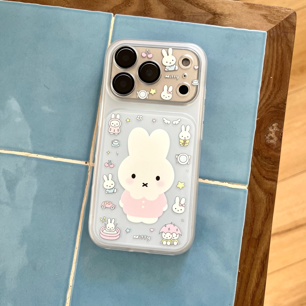 Ốp điện thoại hình thỏ nhỏ dễ thương cho IPhone 17 Pro Max 17 16 15 Vỏ điện thoại chống rơi