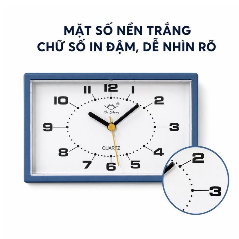 đồng hồ báo thức để bàn vintage kim trôi yên tĩnh có đèn decor phòng ngủ bàn làm việc