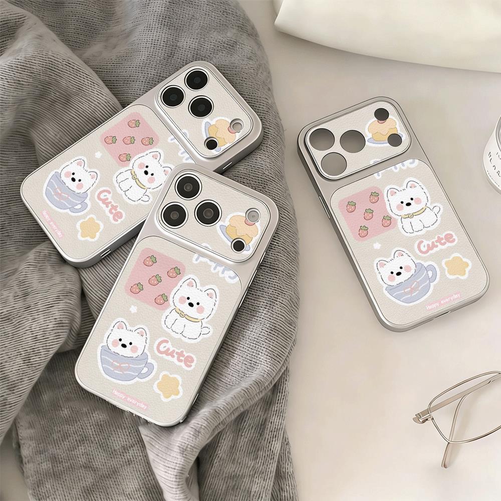 Strawberry White Dog Light Powder cho trường hợp iPhone 17promax 161514plus 1312pro