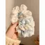 Màu Xanh Chấm Bi Scrunchy Tóc Nữ Cao Cấp Cảm Thấy Lười Phong Cách Buộc Tóc Thấp Đuôi Ngựa Phụ Kiện Tóc Đơn Giản Băng Đô