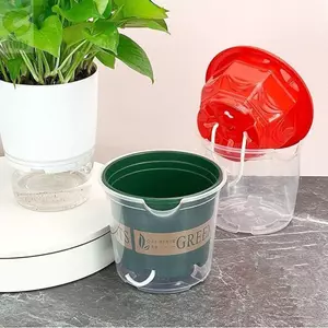 Chậu trồng cây tự tưới nước ROLY, Chậu hoa cây cảnh có thể nhìn thấy mực nước, Chậu hoa bằng nhựa mọng nước lười biếng trong suốt Trang trí nội thất