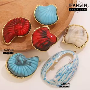 IFASIN Ocean Shell Charms, Kích thước lớn Phong cách bãi biển Conch Charms, Chủ đề đại dương thời trang Thép không gỉ DIY Vòng cổ quyến rũ Dự án DIY