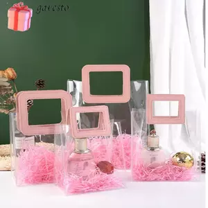 Túi Tote GAVESTO, Tay Cầm Hình Vuông Trong Suốt Túi Mua Sắm Trong Suốt, Tay Cầm Hình Tròn Chất Lượng Cao PVC Chống Thấm Nước Túi Bảo Quản