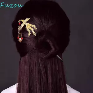 FUZOU Tóc Dính Mũ Đội Đầu Đơn Giản Tua Rua Phong Cách Nữ Nữ Gỗ Nĩa Tóc