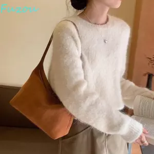Túi đeo vai da lộn FUJIZOU, Túi xách Túi Hobo dung tích lớn, Túi đeo chéo nữ màu trơn thời trang phong cách Hàn Quốc chống thấm nước cho bé gái