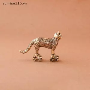 SRVN Đồng Thau Đau Khổ Trượt Tuyết Mèo Tượng Nhỏ Trà Thú Cưng Thủ Công Để Bàn Nhỏ Trang Trí Động Vật Trang Trí Nhà Phụ Kiện Trẻ Em Quà Tặng.