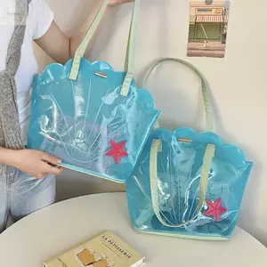 Túi đeo vai đi biển AWNGD, Túi xách thạch chống thấm nước PVC, Túi Tote du lịch ngôi sao dung tích lớn trong suốt