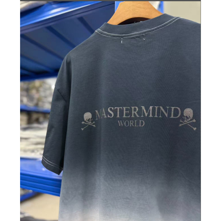 Chất Lượng Cao Rời Cổ Tròn Top Thường Ngày Phù Hợp Với Phong Cách Đường Phố Gradient Tie-Dye Đầu Lâu In Hình Áo Thun