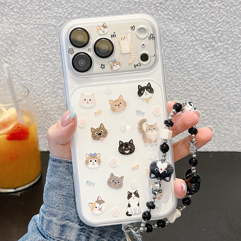Ốp Điện Thoại Mèo Dễ Thương Cho IPhone 17 Pro Max 17 16 15 14 13 Vỏ Bảo Vệ Chống Sốc