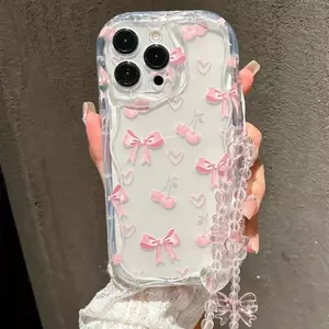 Ốp Lưng Cho Oppo Reno 15F 15 Pro 15 14F 14 13F 13 12 11 10 Pro 8Z 7Z 8 6 6Z F11 Pro F9 Pro Coquette Clear Pink Bow Vỏ Điện Thoại Kem Mềm Chống Sốc
