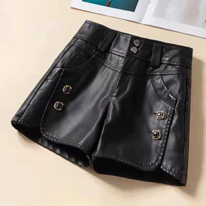 Quần Short Da Đen Nữ VN, Phong Cách Mới, Eo Cao, Chất Liệu Da PU, Phong Cách Ngắn, Có Thể Đeo Ngoài Trời, Thích Hợp Cho Phù Hợp Với Đồ Lót, Giày Bốt Thông Thường Quần Nữ.