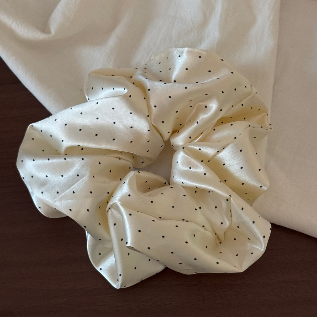 Dây buộc tóc bằng vải Satin chấm bi Hàn Quốc dành cho nữ
