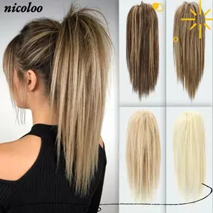 Phần mở rộng đuôi ngựa tổng hợp NICOLOO, Kẹp 14Inch về thiết kế Vuốt Kẹp trên tóc, Sợi chịu nhiệt hàng ngày Kiểu tóc mềm mại Tóc đuôi ngựa cho nữ