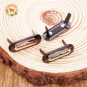 CANAMEK 1 Handmade Kim Loại Chữ Kim Loại Nhãn Hình Bầu Dục Thẻ Cho Đồ Trang Trí DIY Ví Quần Áo Quần Jean Giày May Phần Cứng Tiếp Liệu CSF