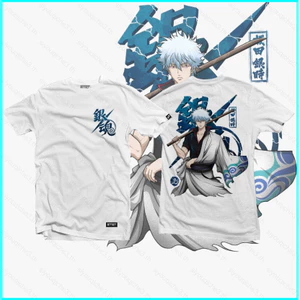SY3 Gintama Áo Sakata Gintoki Cosplay Tay Ngắn Áo Anime Unisex Áo Bông Tai Kẹp Casual Oversize Tee YS3