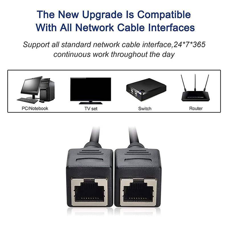 N2HAO RJ45 Bộ Chia Ethernet 1 Nam Đến 2 Nữ Bộ Chia Mạng LAN Hỗ Trợ Cat6 Mạng Internet Dây Nối Dài n
