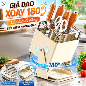 Giá Để Dao xoay linh hoạt khay hứng nước thép không gỉ tiết kiệm không gian bền lâu màu trắng xám