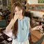 Áo sơ mi nhỏ không tay cổ tròn phong cách Hàn Quốc Phiên bản dáng ôm tươi mát hơn bên bờ biển Kỳ nghỉ giải trí Áo khoác ngoài