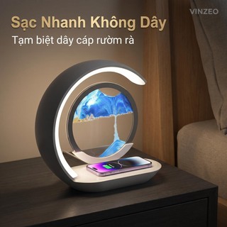 [Bảo Hành 1 Đổi 1] [VINZEO] Đèn Ngủ Tranh Cát Chảy 3D - Sạc Không Dây Thông Minh, Quà Tặng Sang Trọng, Decor Phòng Ngủ