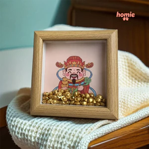 Khung trang trí hoạt hình dễ thương, 60 thỏi vàng nhỏ có thể lắc, thích hợp để bàn làm việc, văn phòng, phòng khách,