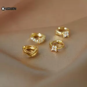 KUZHEN Nhỏ Sáng Bóng Zircon Hình Học Hoa Vòng Bông Tai Dành Cho Nữ Cô Gái Thời Trang Dự Tiệc Quyến Rũ Sang Trọng Trang Sức HOT