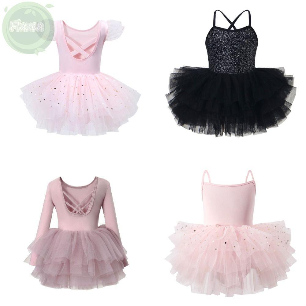 FLAZEA Bé Gái Ballet TuTu Đầm, Váy Ba Lê Dài Tay Sequin Trẻ Em, Đầm Hoàng Tử Chuyên Nghiệp Lông Tơ Mềm Mại Ballerina Cổ Tích Đầm Thi