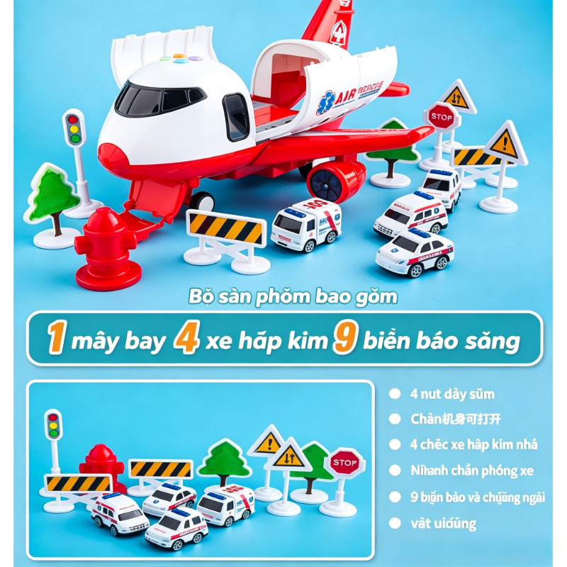 Máy Bay Biến Hình Cỡ Lớn – Mua 4 Tặng 1, đồ Chơi Xe Hơi Biến Thành Máy Bay, Dạy Bé Kỹ Năng Sắp Xếp, Quà Tặng Trẻ Em