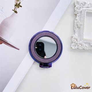 Nhẫn giá đỡ điện thoại tích hợp gương trang điểm & kim cương giả gắn xe ô tô, đa năng, cầm đứng, quà tặng cho bạn bè