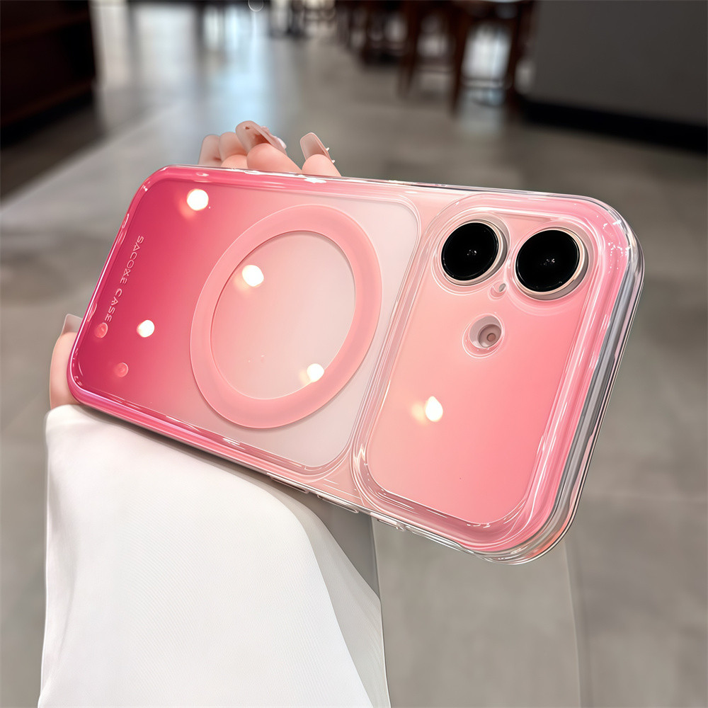 Ốp điện thoại từ tính gradient màu thời trang cho iPhone 17 Pro Max 14 15 16 pro max Bảo vệ ống kính chống rơi Vỏ cứng bảo vệ điện thoại