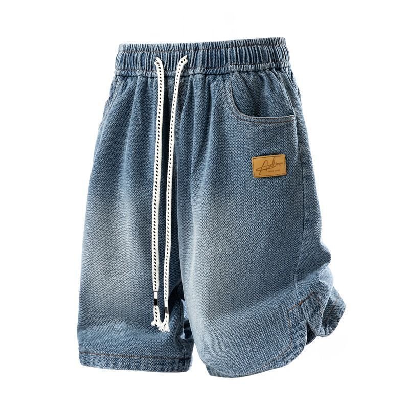 Quần short denim họa tiết bầu trời đầy sao nhẹ mùa hè dành cho nam, vừa vặn dáng rộng, quần short thể thao thông thường kiểu Mỹ EY4F