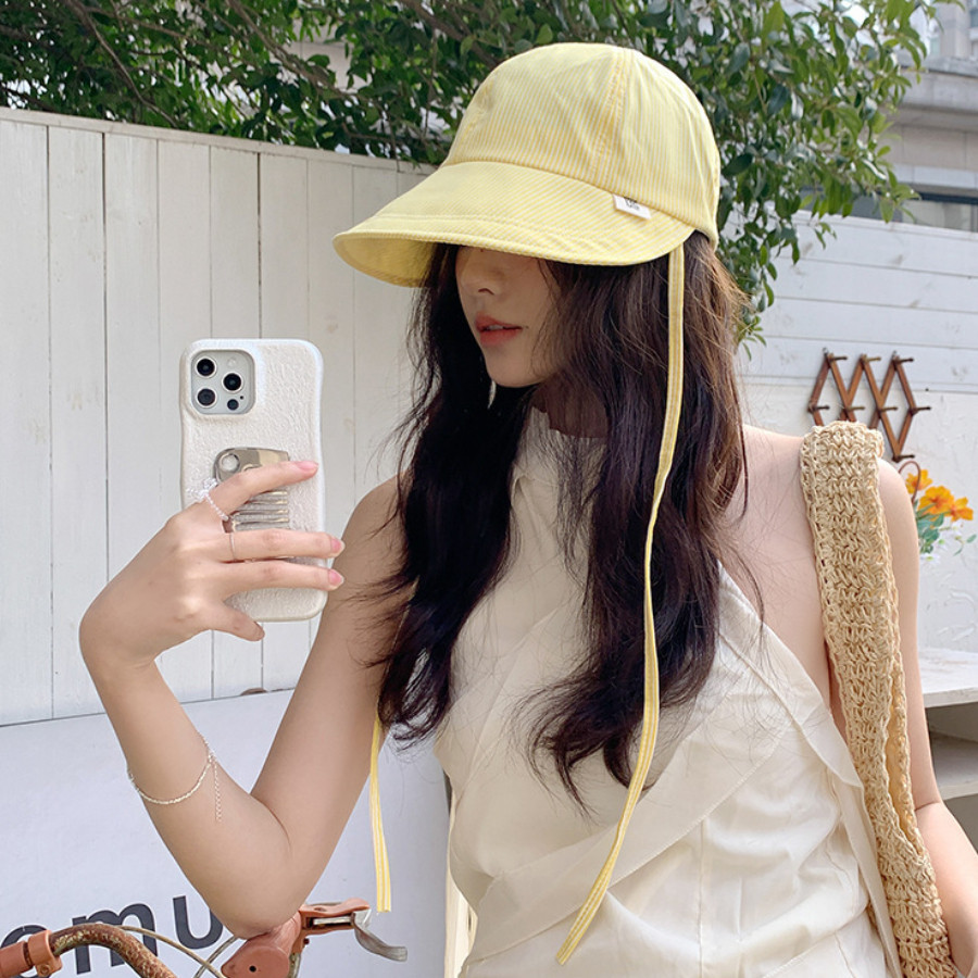 Mũ Bucket Chống Nắng HomeMate Kẻ Sọc Dễ Thương, Nón Tai Bèo Vành Rộng Có Dây Buộc Phong Cách Hàn Quốc Đi Biển Dạo Phố